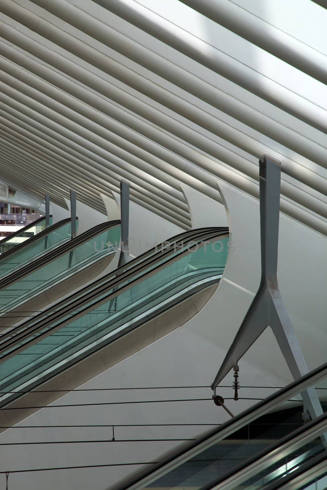Contemporary and futuristic Liege-Guillemins railway station in Belgium by the architect Calatrava