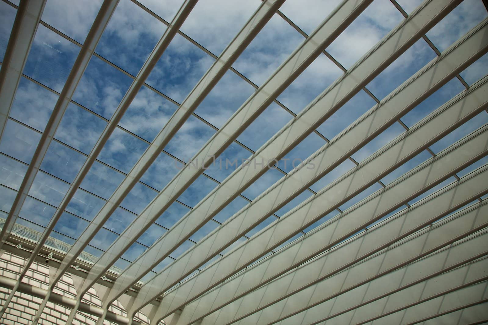 Contemporary and futuristic Liege-Guillemins railway station in Belgium by the architect Calatrava
