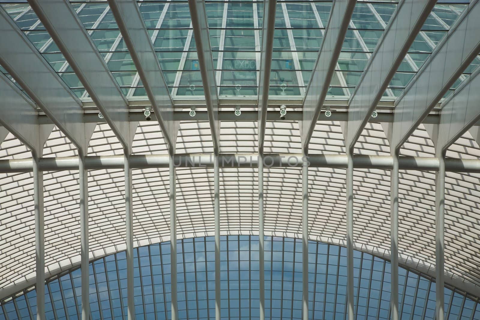 Contemporary and futuristic Liege-Guillemins railway station in Belgium by the architect Calatrava