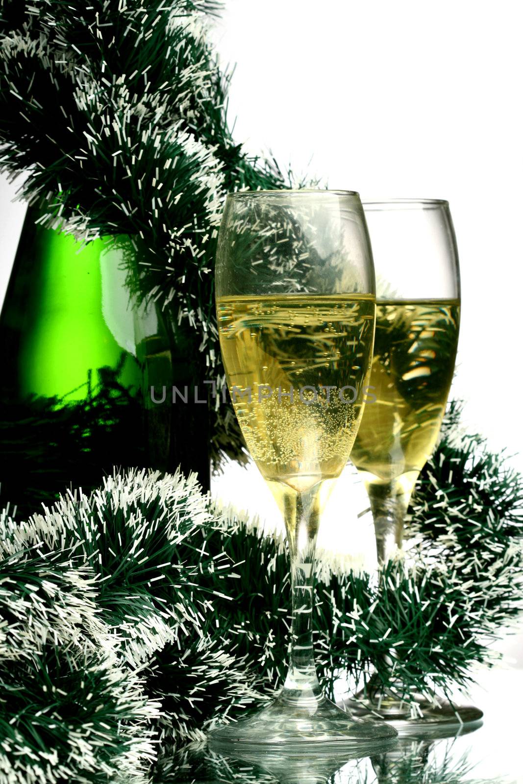 New Year's card with champagne decoration