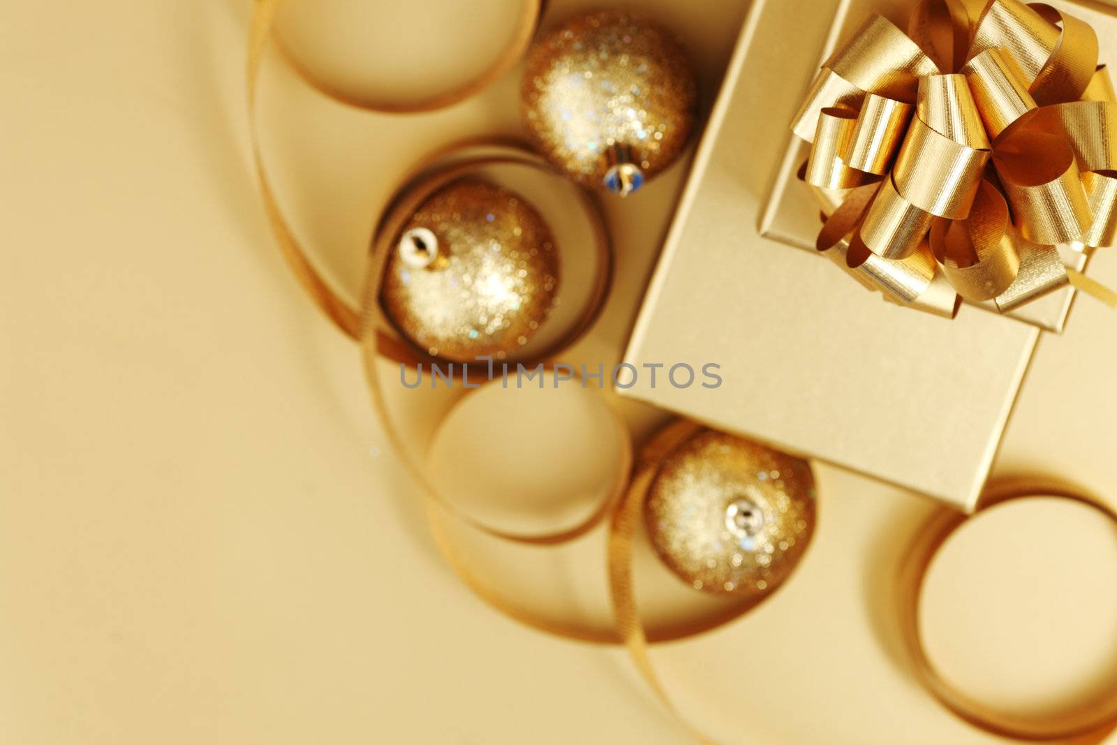 golden christmas background gifts ball