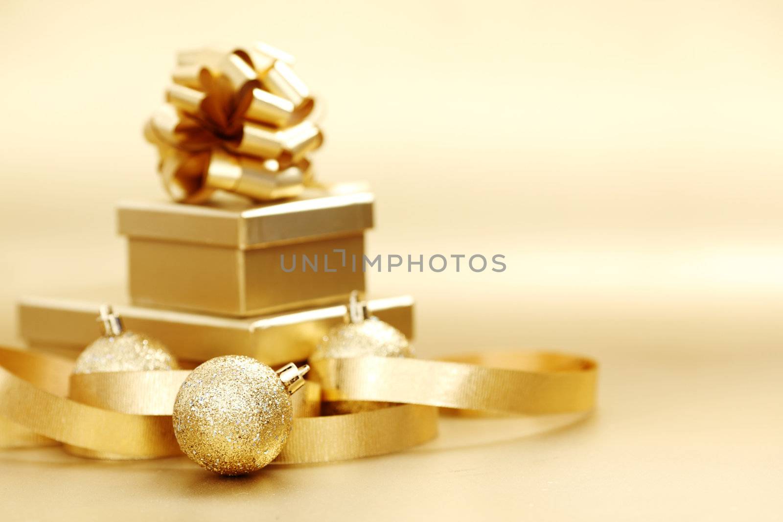 golden christmas background gifts ball