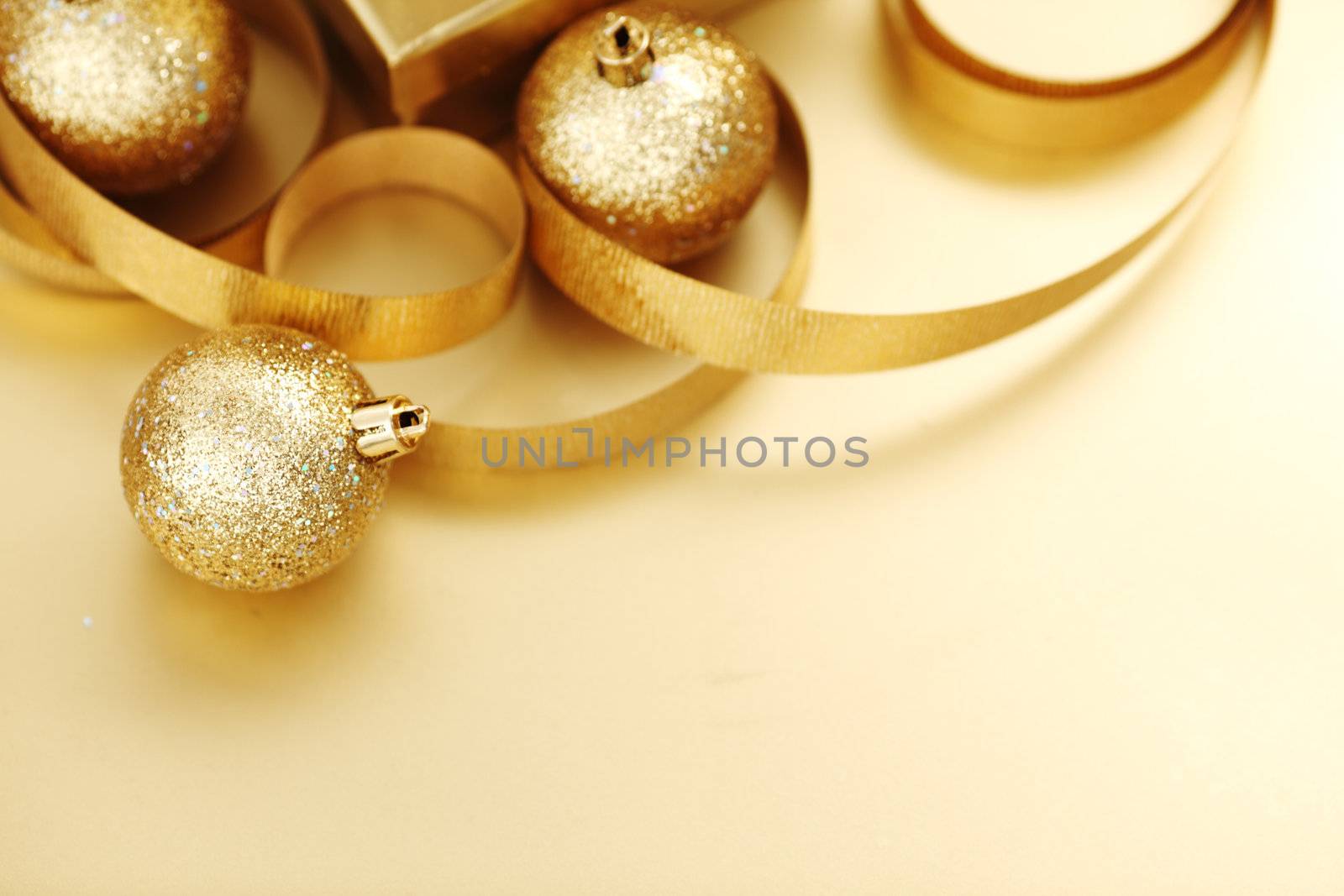 golden christmas background gifts ball