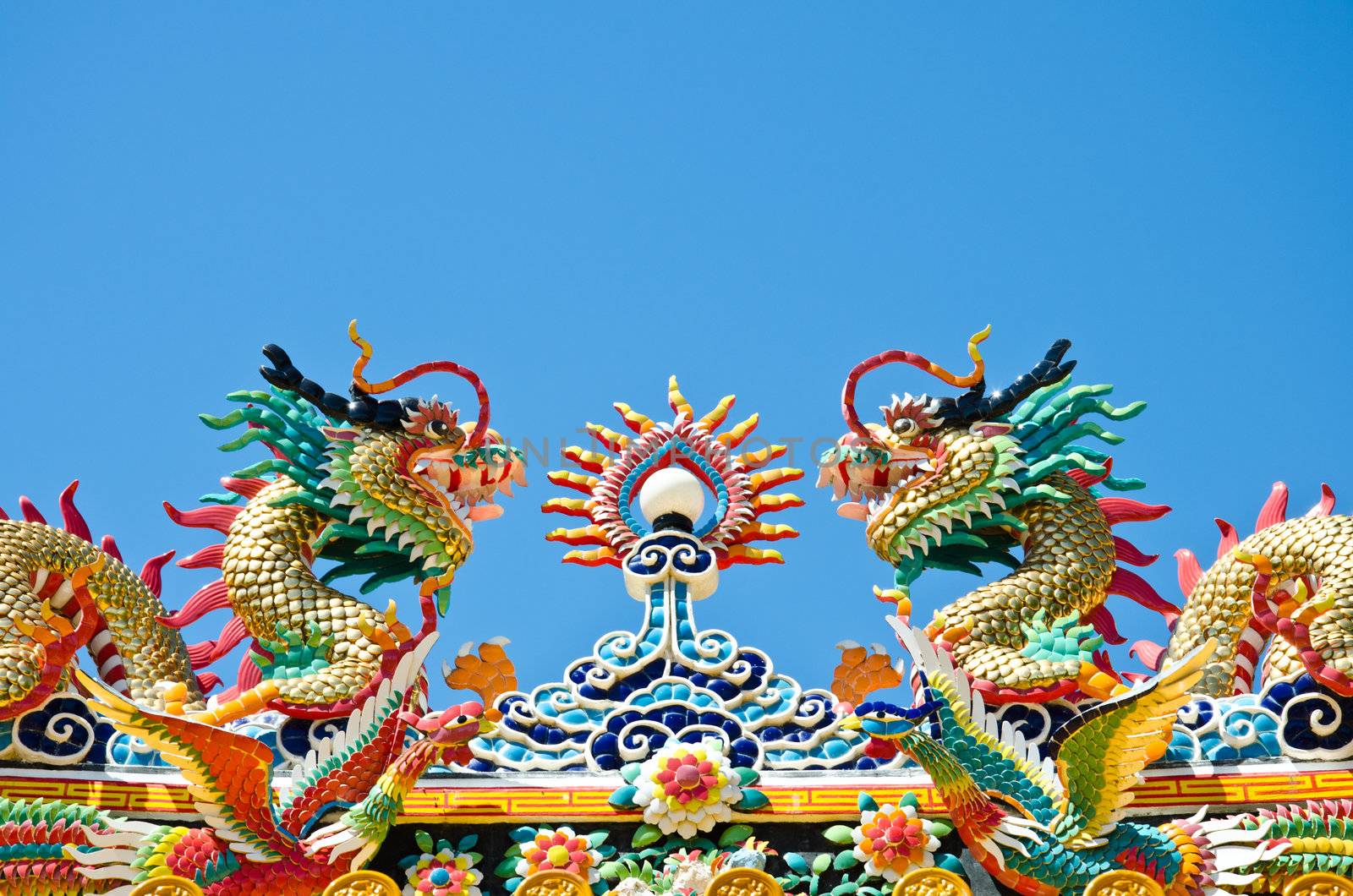 Dragon style chinese on blue sky by chatchai