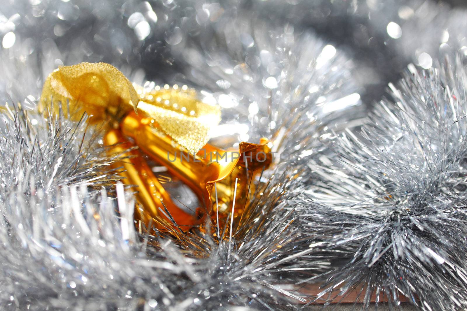 christmas bell on bokeh background