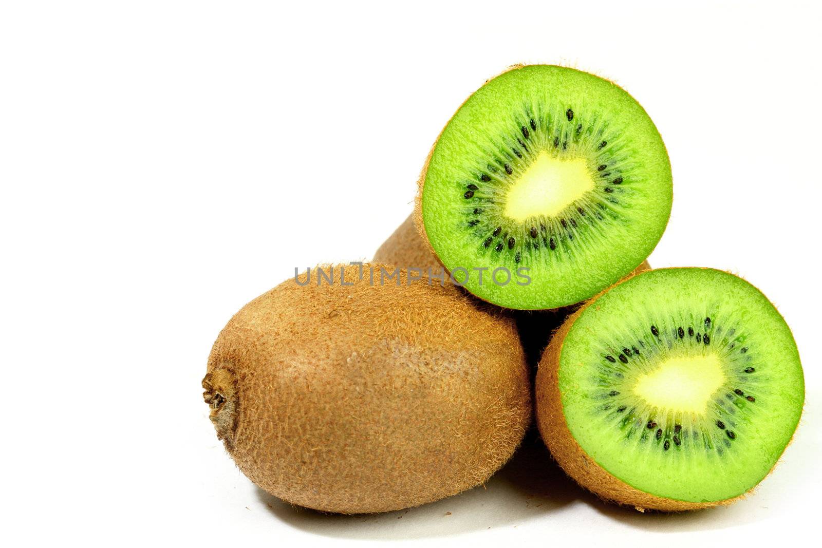 kiwi isolated on white background macro close up