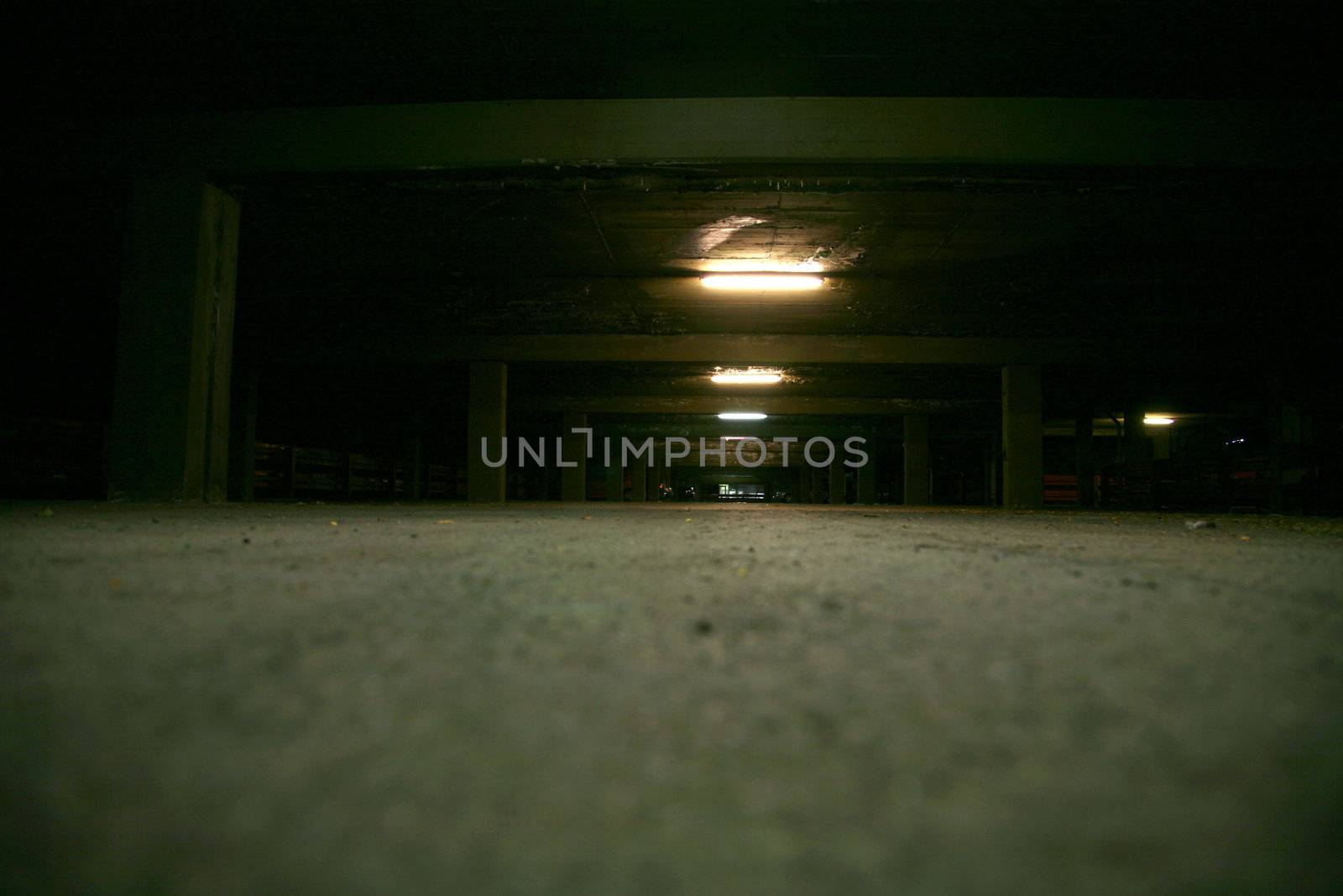 Strange Garage and light at Night In Berlin, Germany.