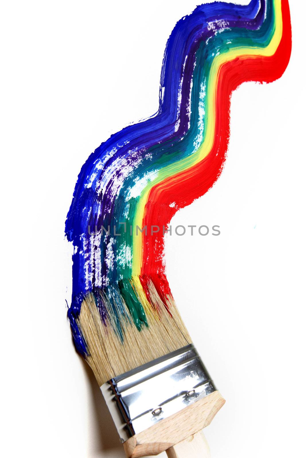 rainbow paint on the white wall