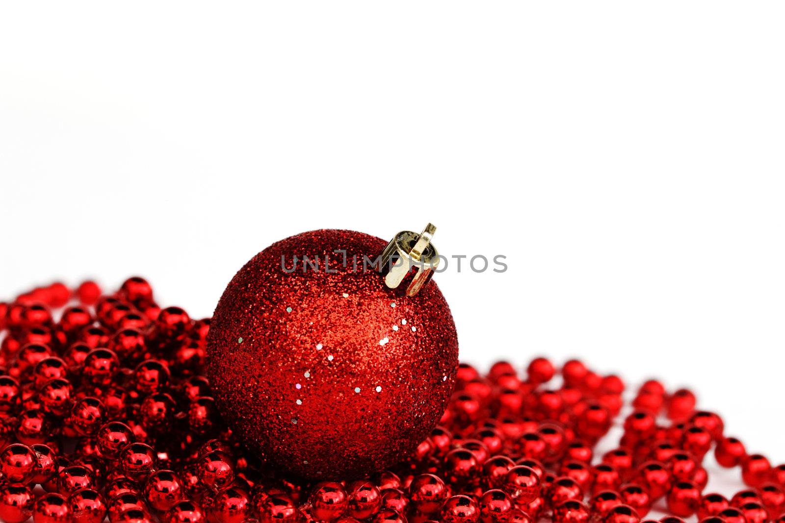 red christmas ball isolated on white background