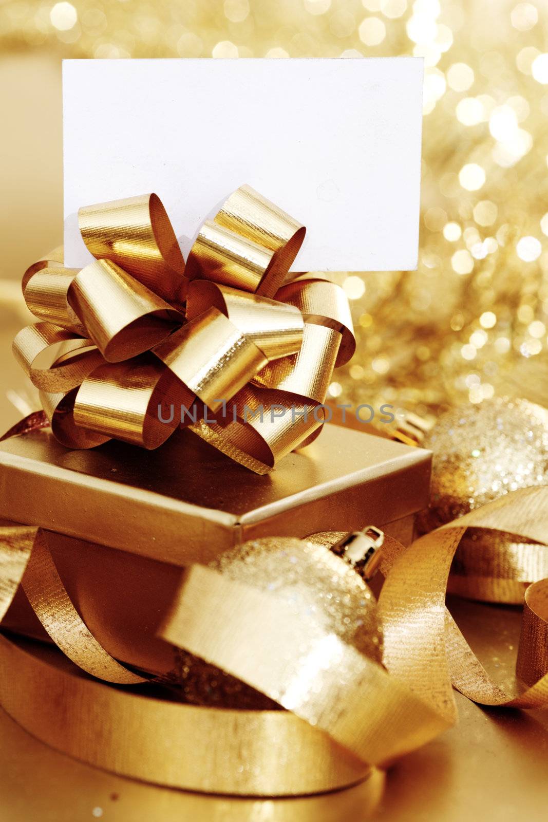 golden christmas background gifts ball