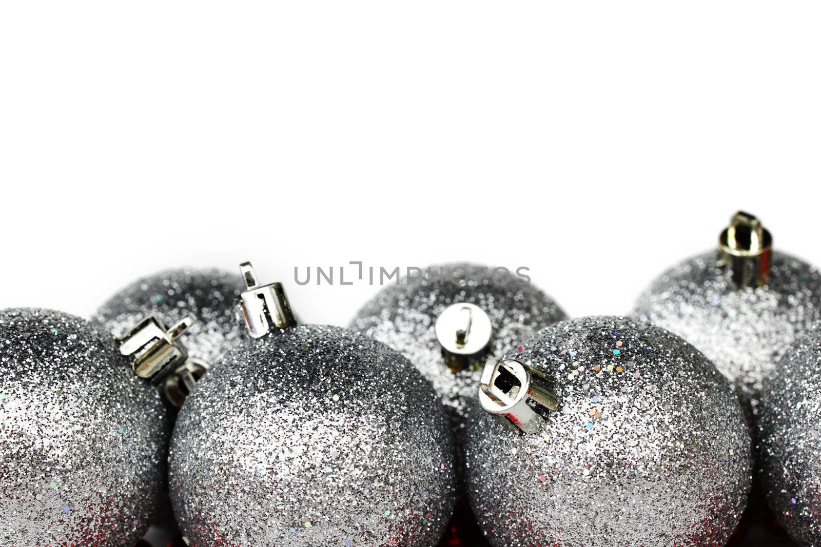 silver christmas ball isolated on white background