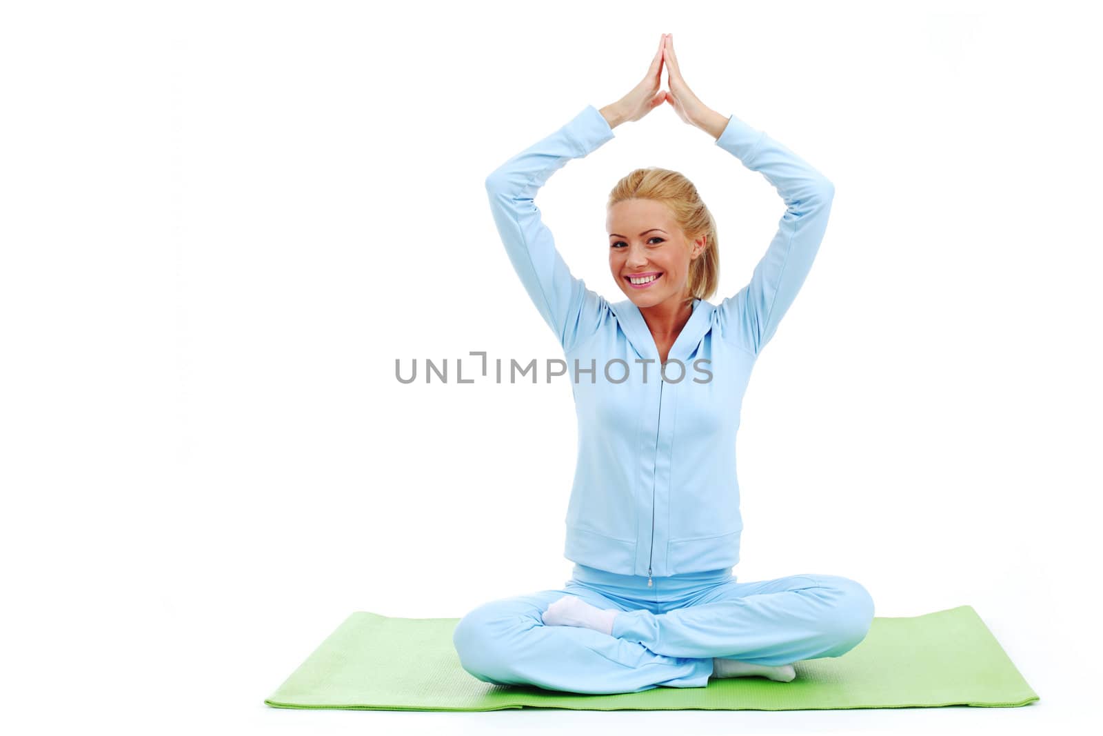 studio yoga woman isolated on white