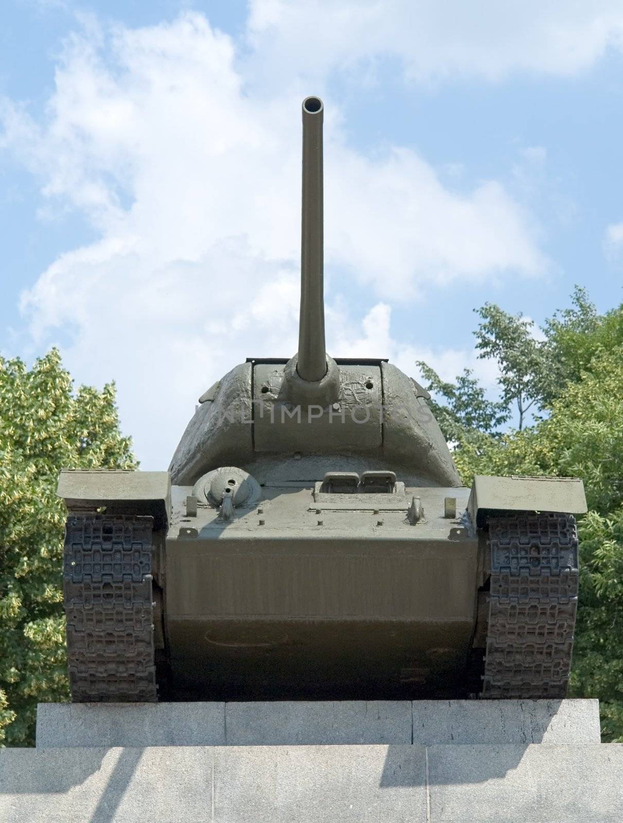 Tank on the pedestal. Monument to the tankers World War II.