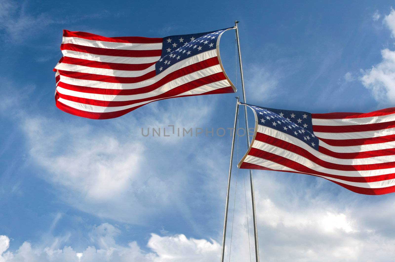 American Flag and blue sky