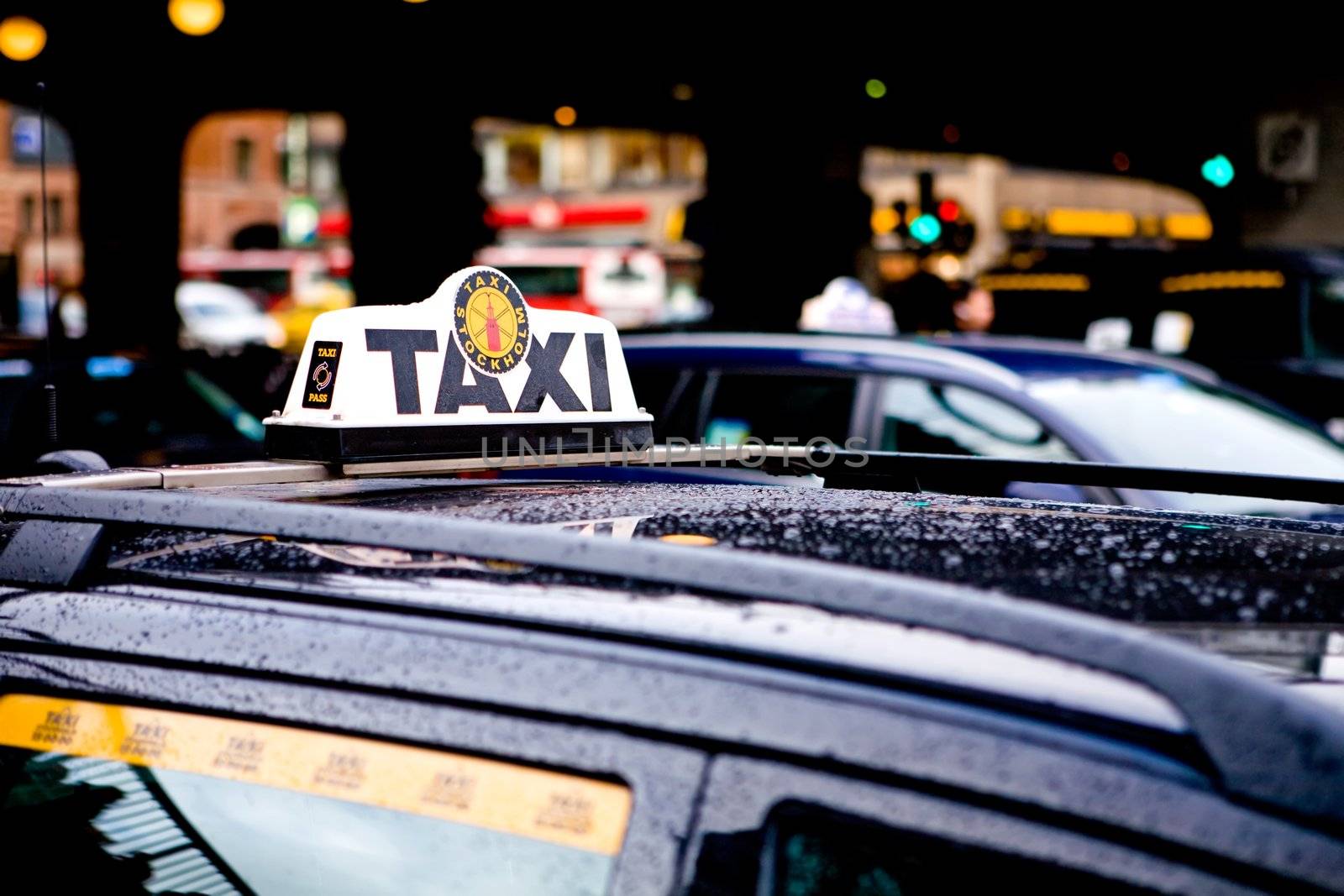 Taxi Cab Waiting for a Fare in Stockholm City