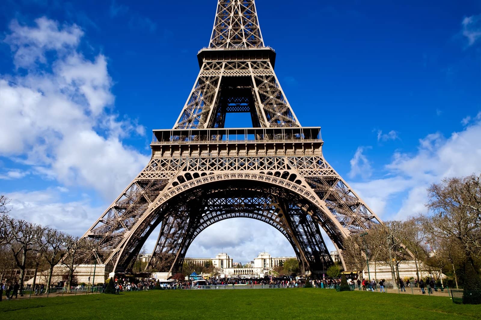 Beautiful view of The Eiffel Tower in Paris on a sunny day