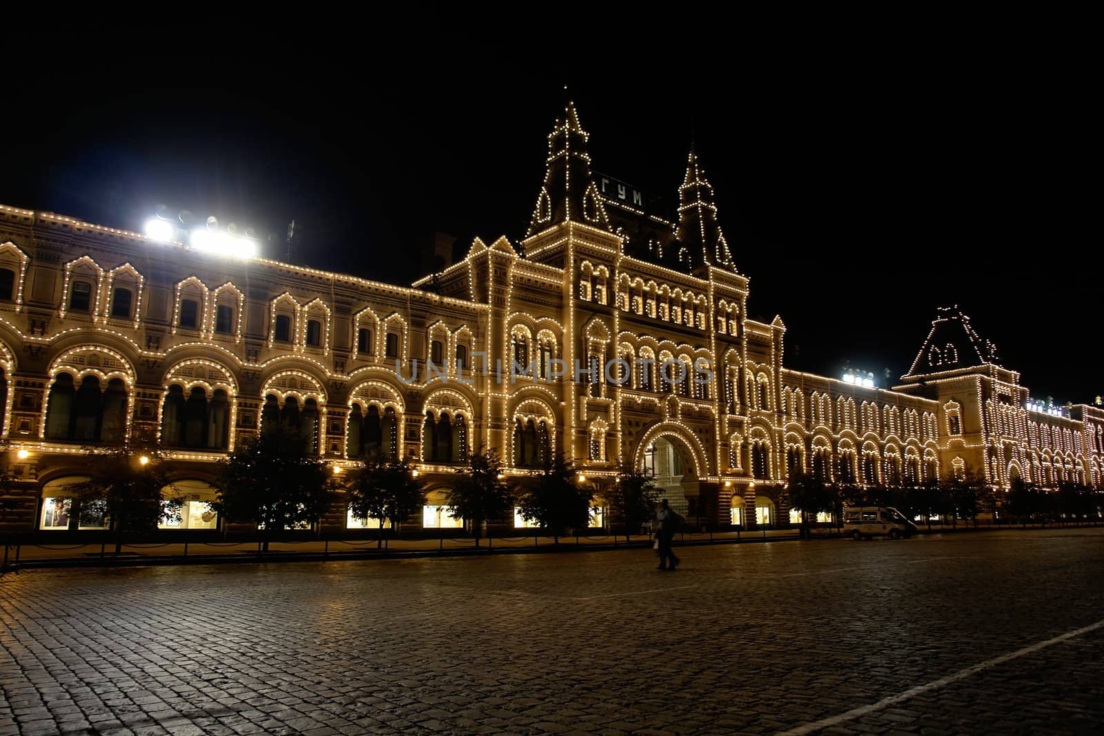 Red Square in Moscow. Night. Modern illumination of an ancient building.