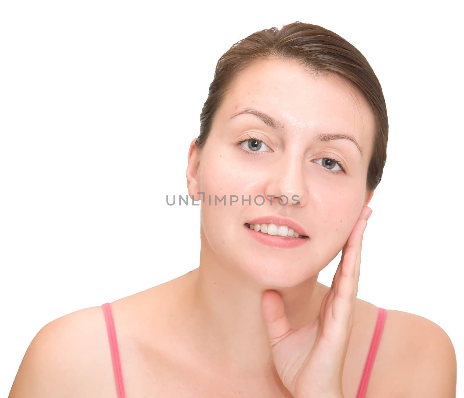 beautiful girl make-up on a white background