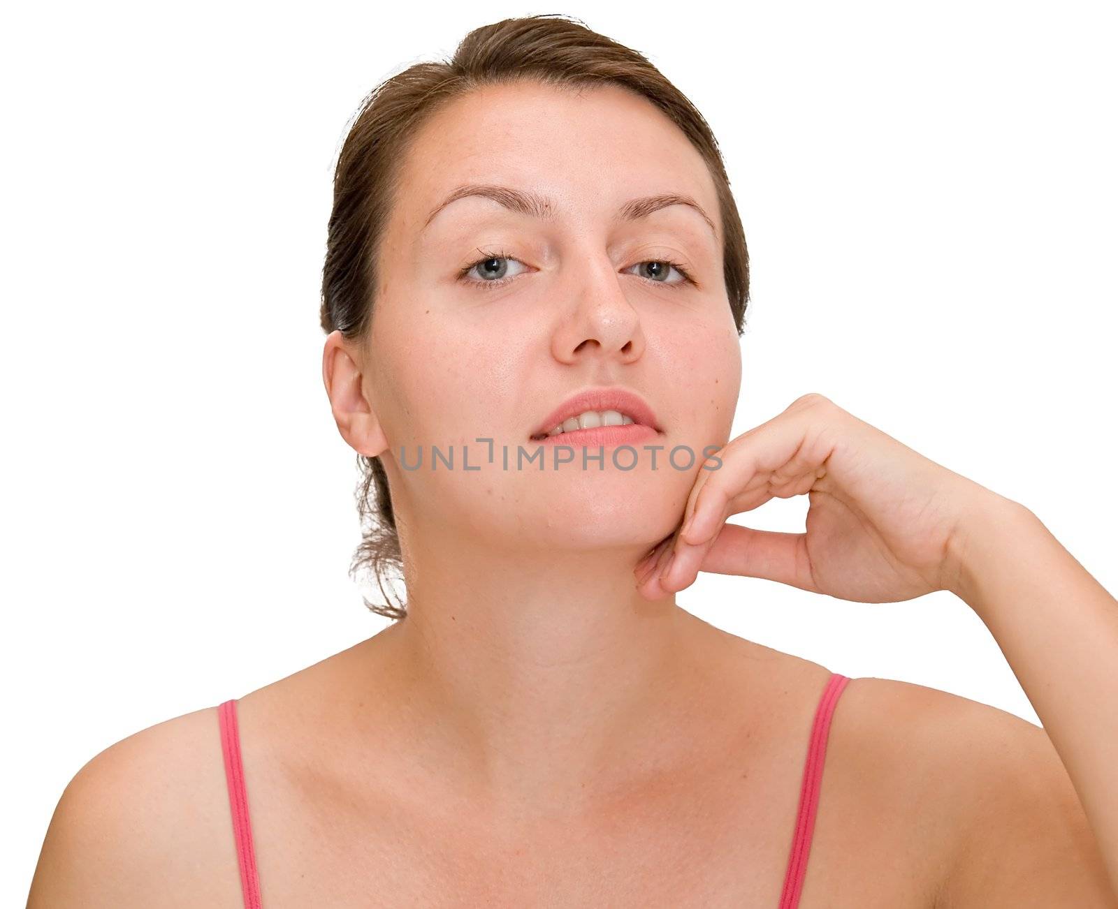 Beautiful girl on a white background