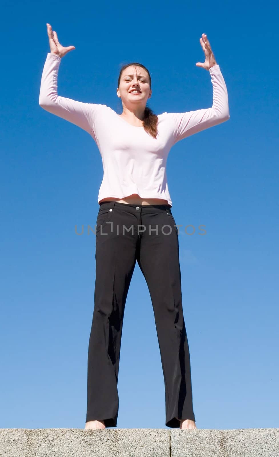 beautiful woman with sky at background