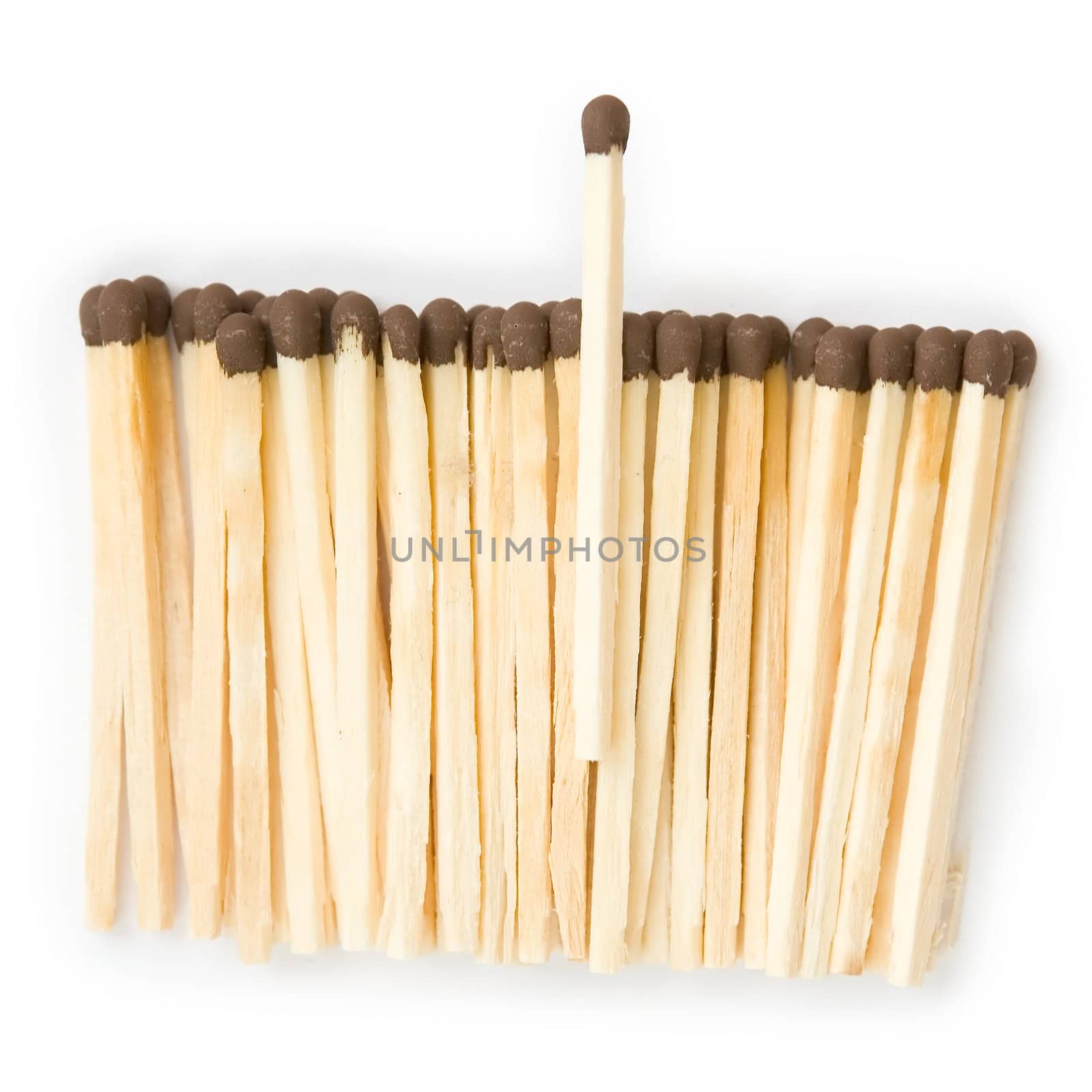 Heap of matches on a white background