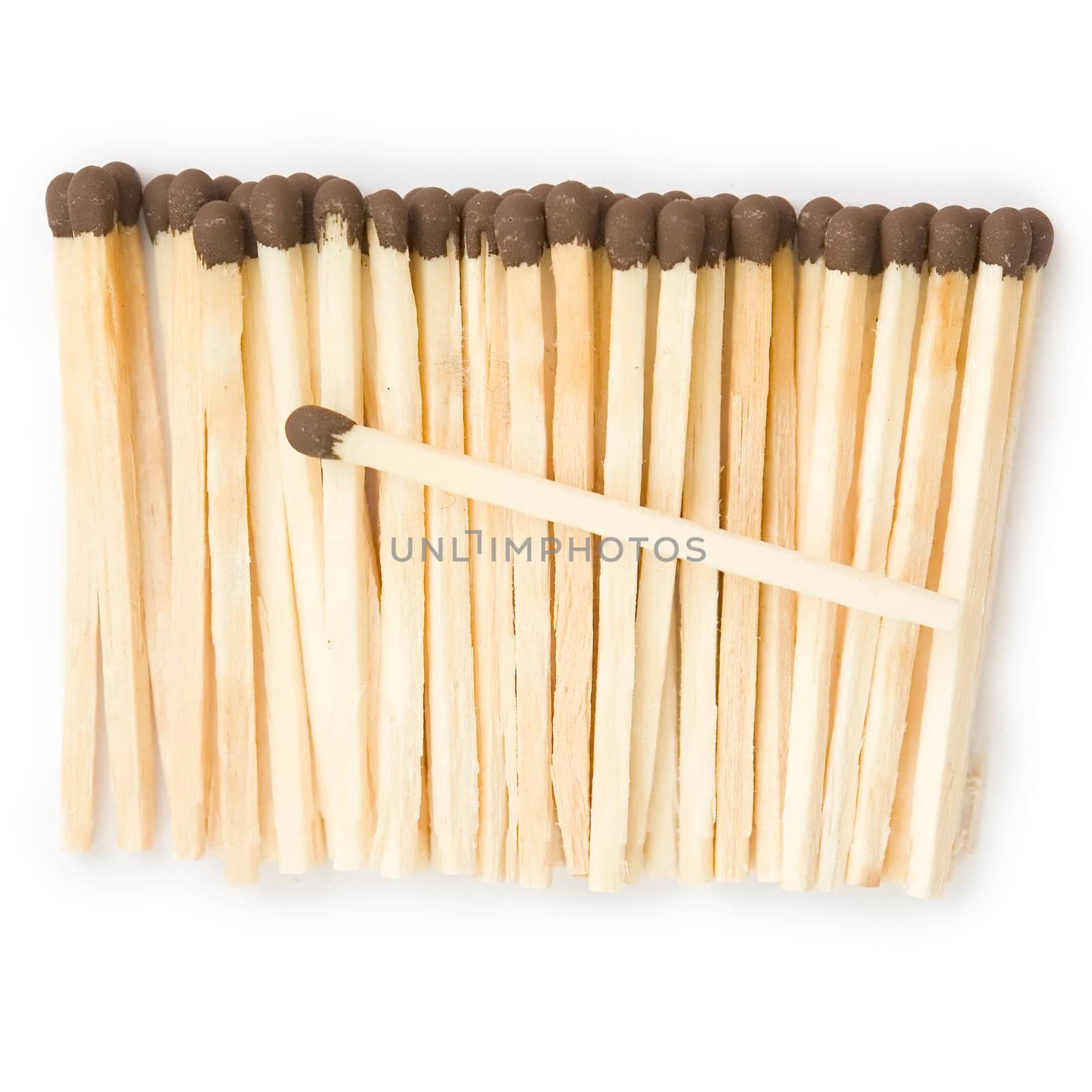 Heap of matches on a white background