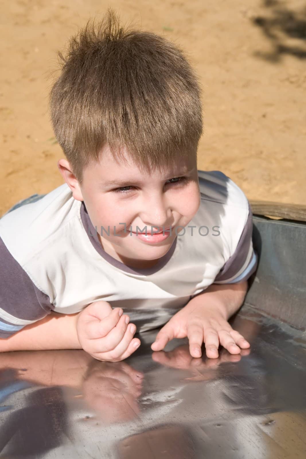 The little boy in city park