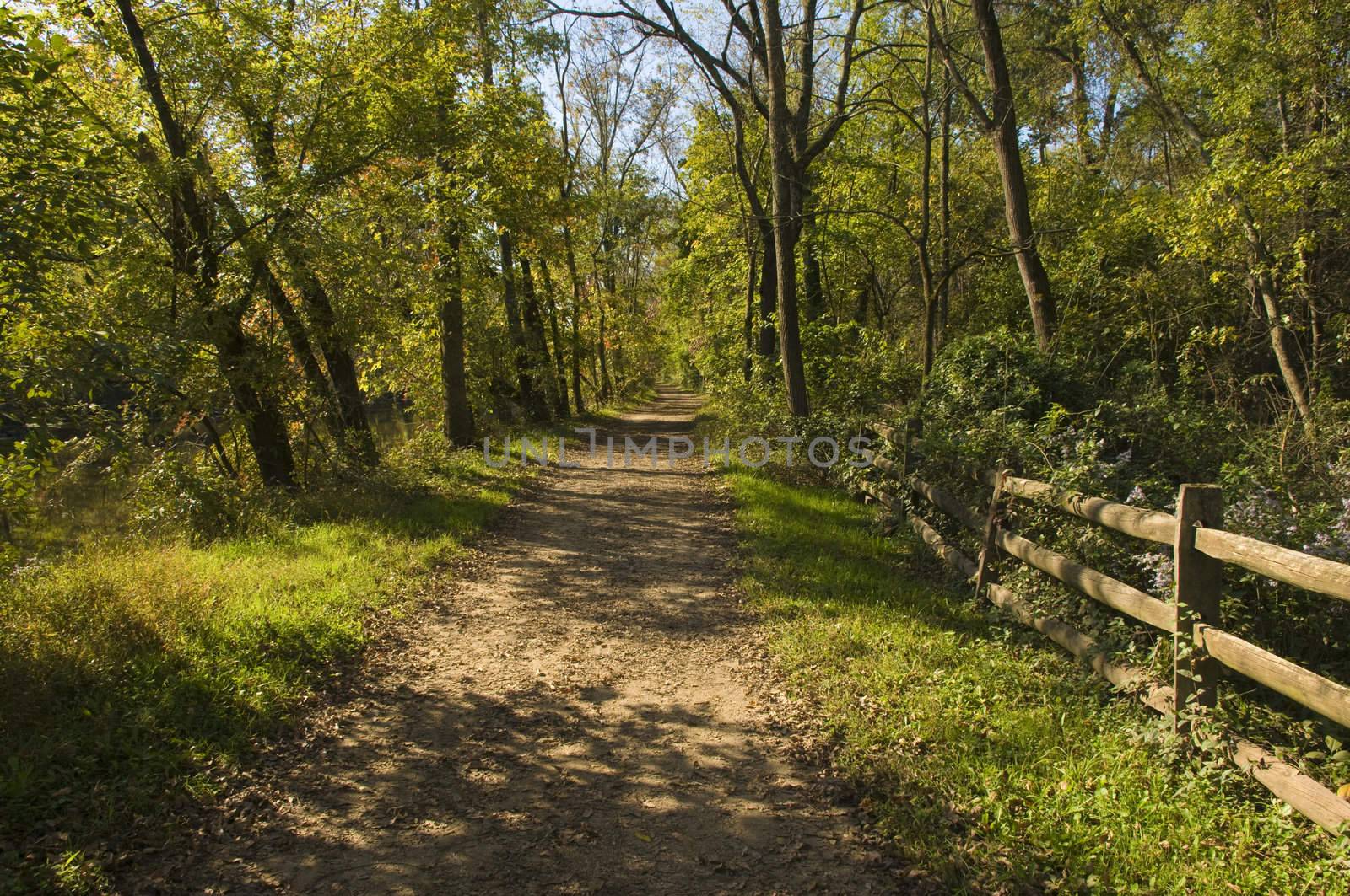 Trail along the D&R (Delaware & Raritan) Canal in New Jersey in early autumn