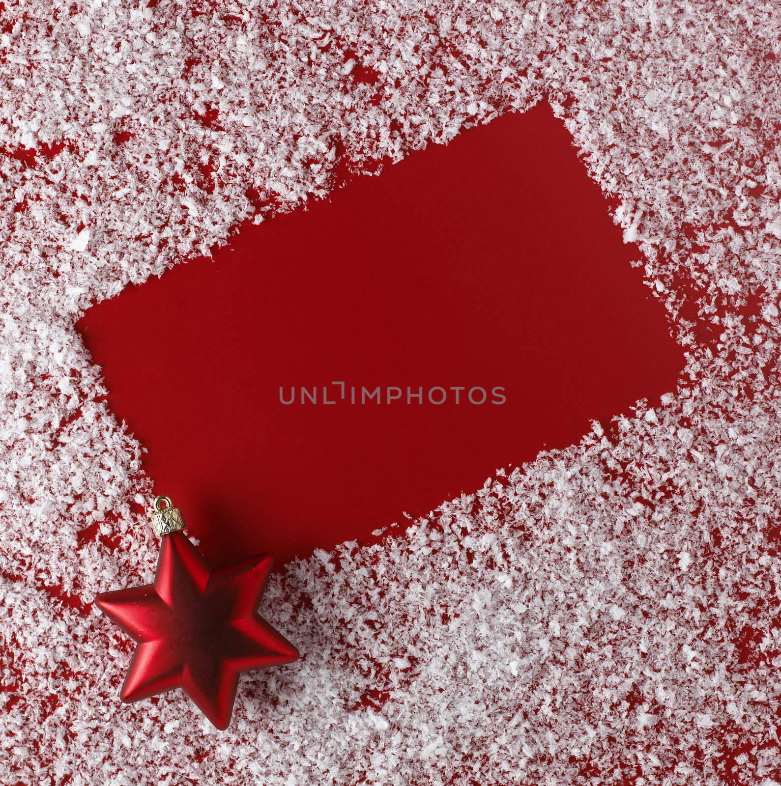 christmas red background with white snowflake border