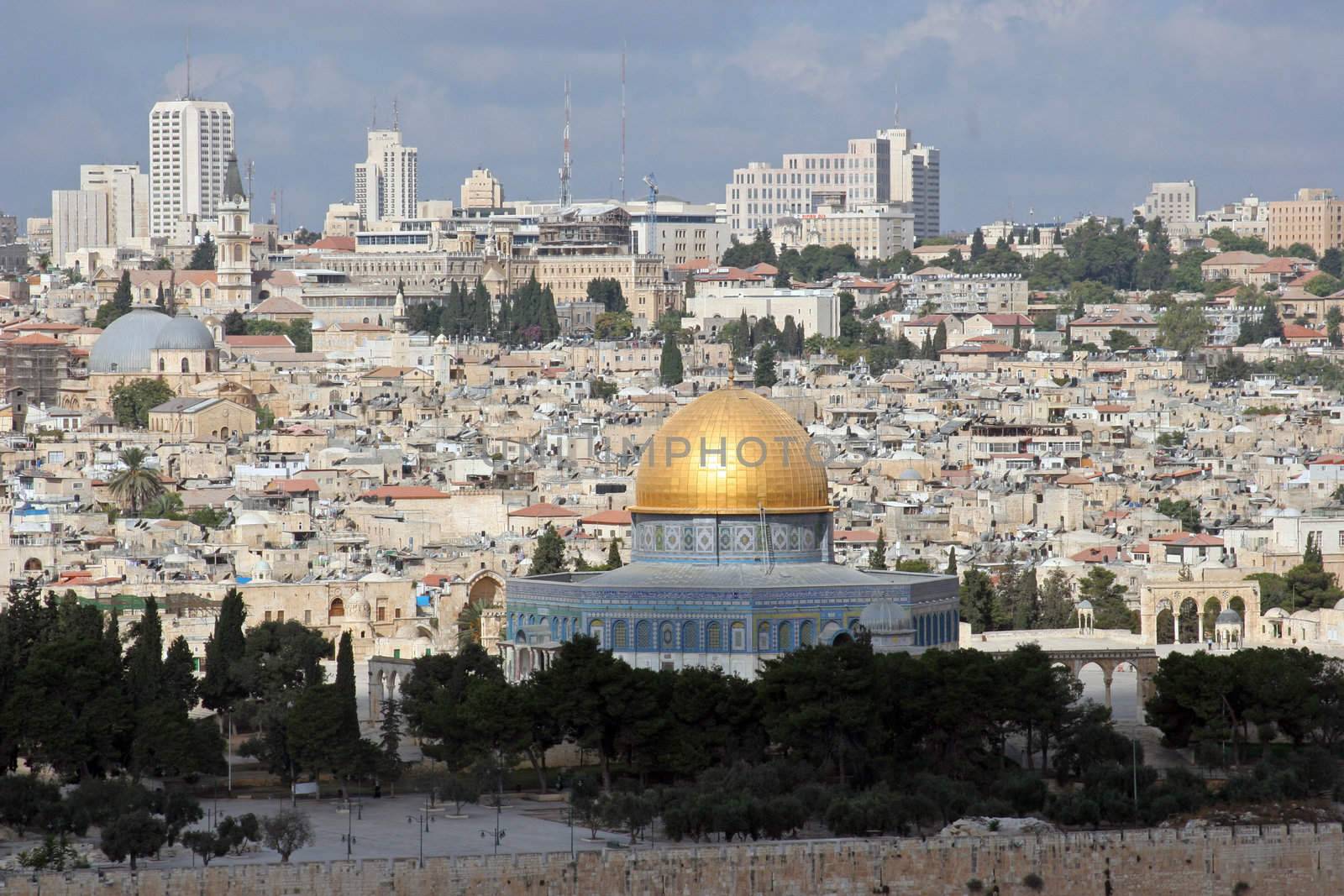 View on old Jerusalem and Dome of the Rock temple