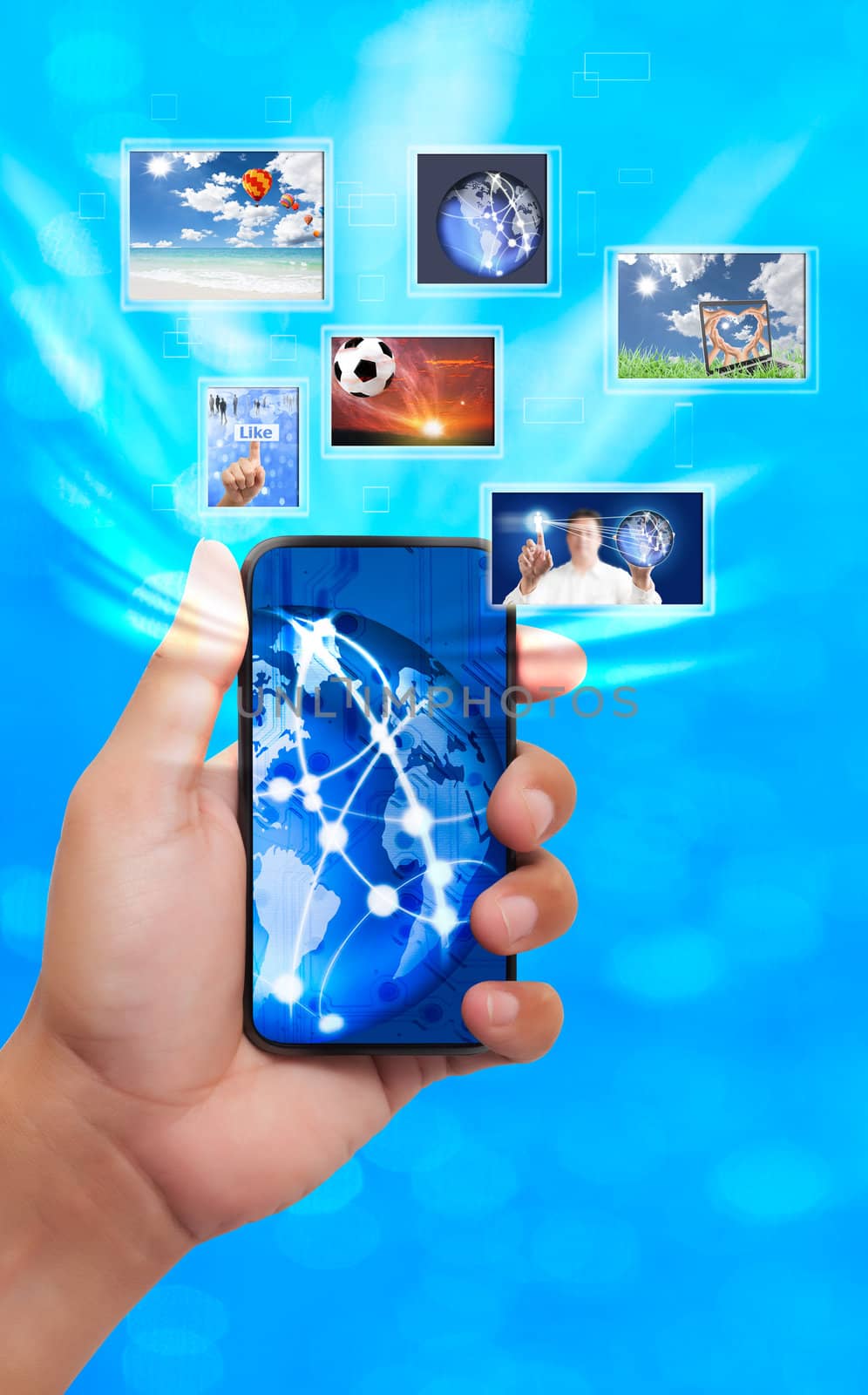 Touch screen mobile phone with streaming images