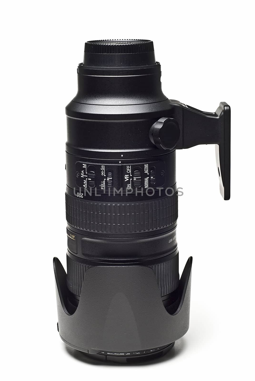 Telephoto zoom isolated on a white background.