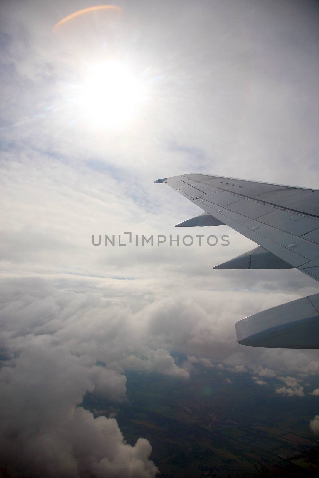 Sky and clouds from the window of an airplane
