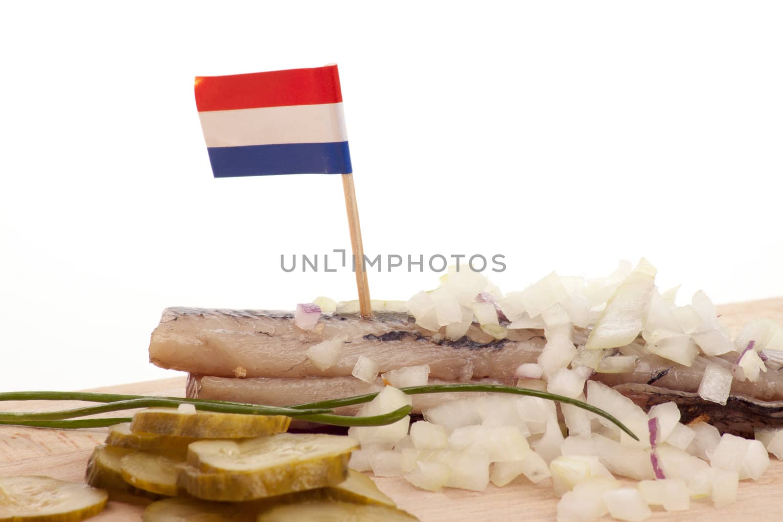 Typical Dutch salted herring called maatje or zoute haring