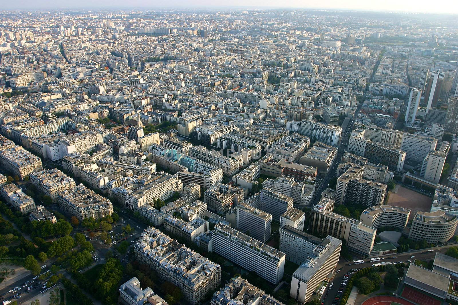 Aerial view of Paris from the eiffel tower with clear sky