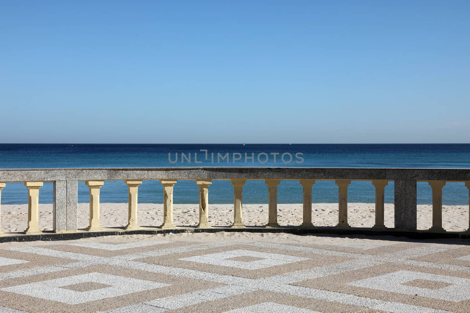 Promenade and beach of traditional seaside resort of Sousse, Tunisia