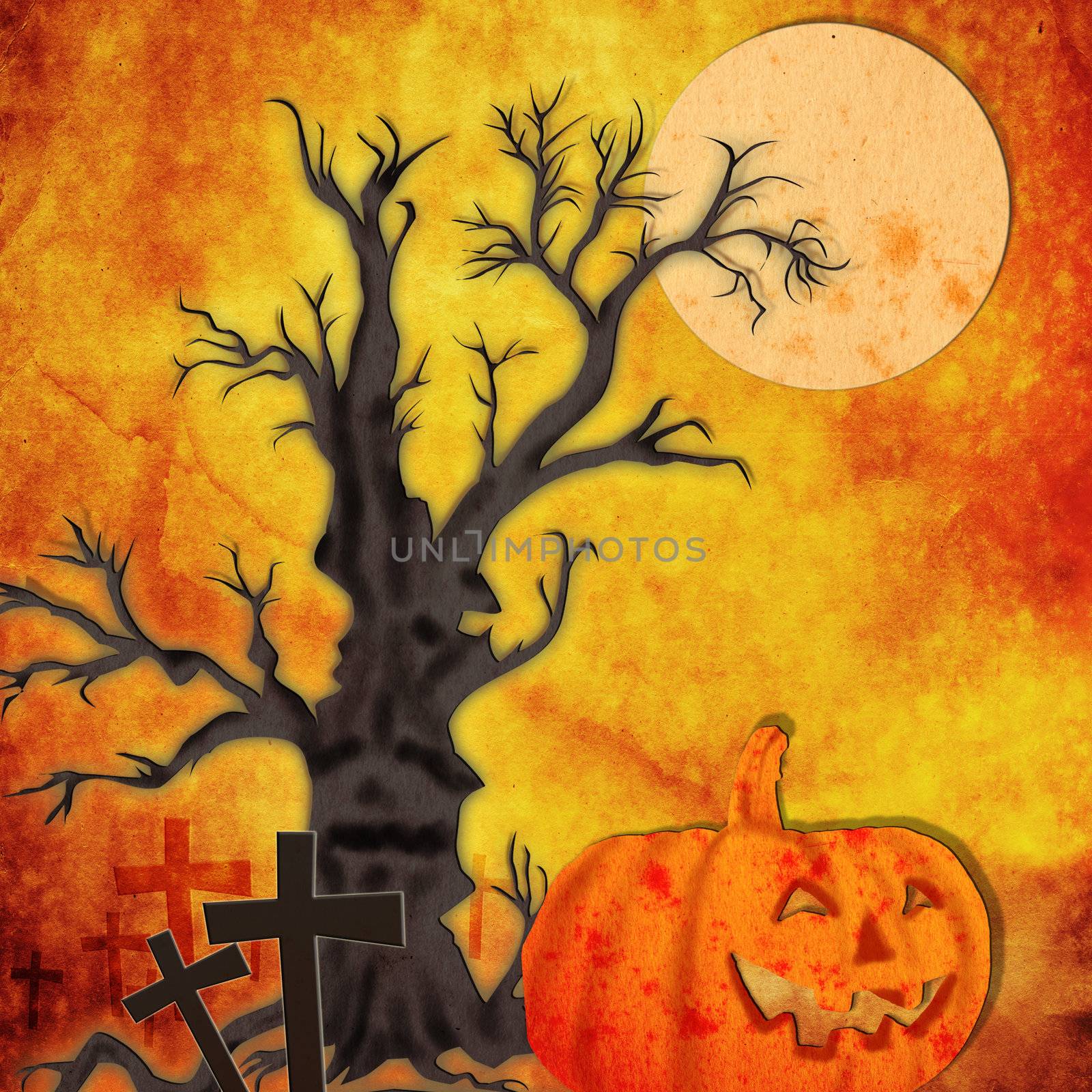 Halloween background make for recycle paper by Suriyaphoto