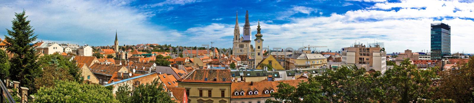 Zagreb cityscape panoramic view of old town center, Croatia