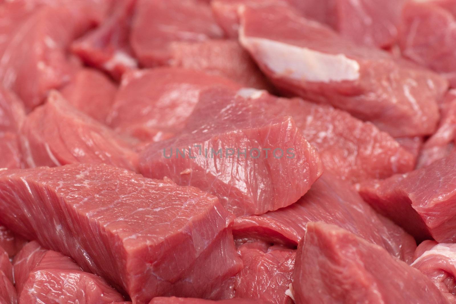 Slices of fresh raw meat