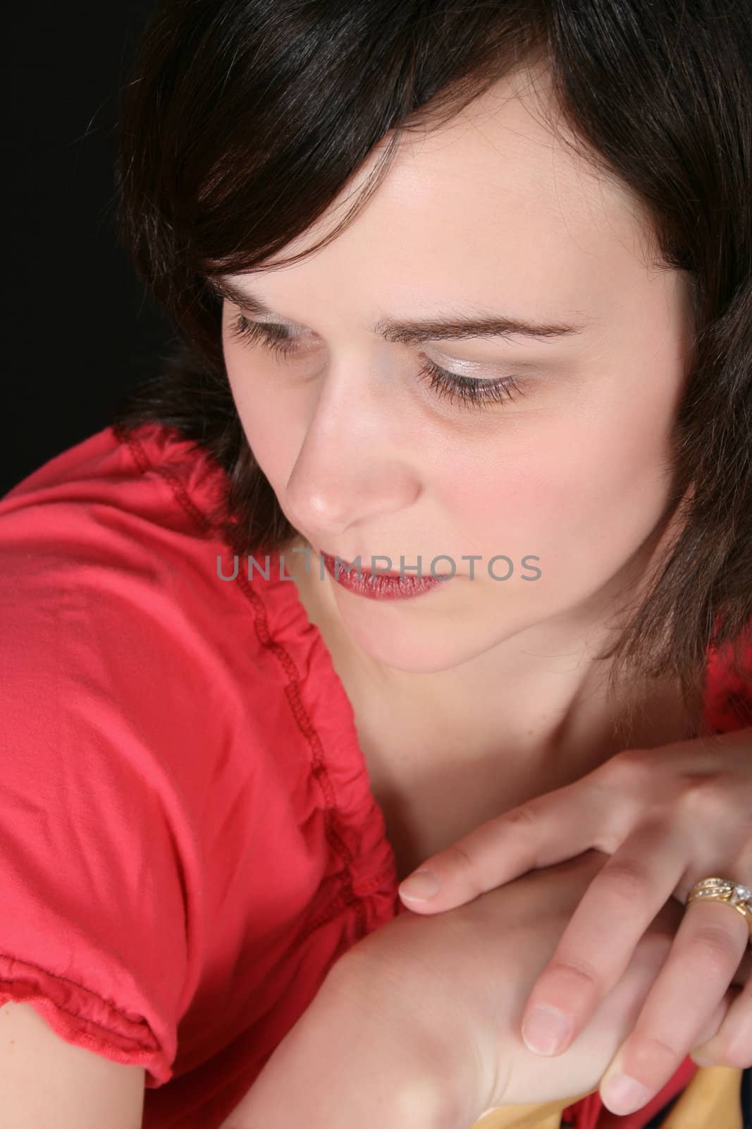 Portrait of a beautiful brunette looking into the distance