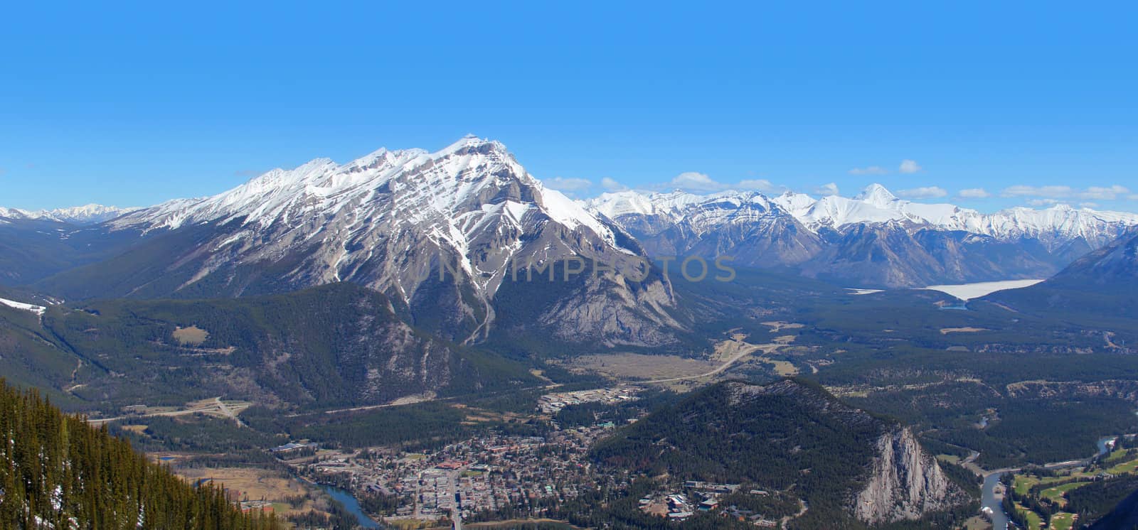 Banff Town view panorama from Sulphur Mountain 
