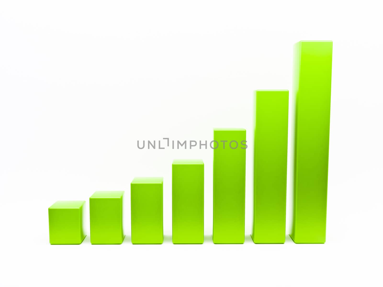 3d column chart showing the growth on a light background