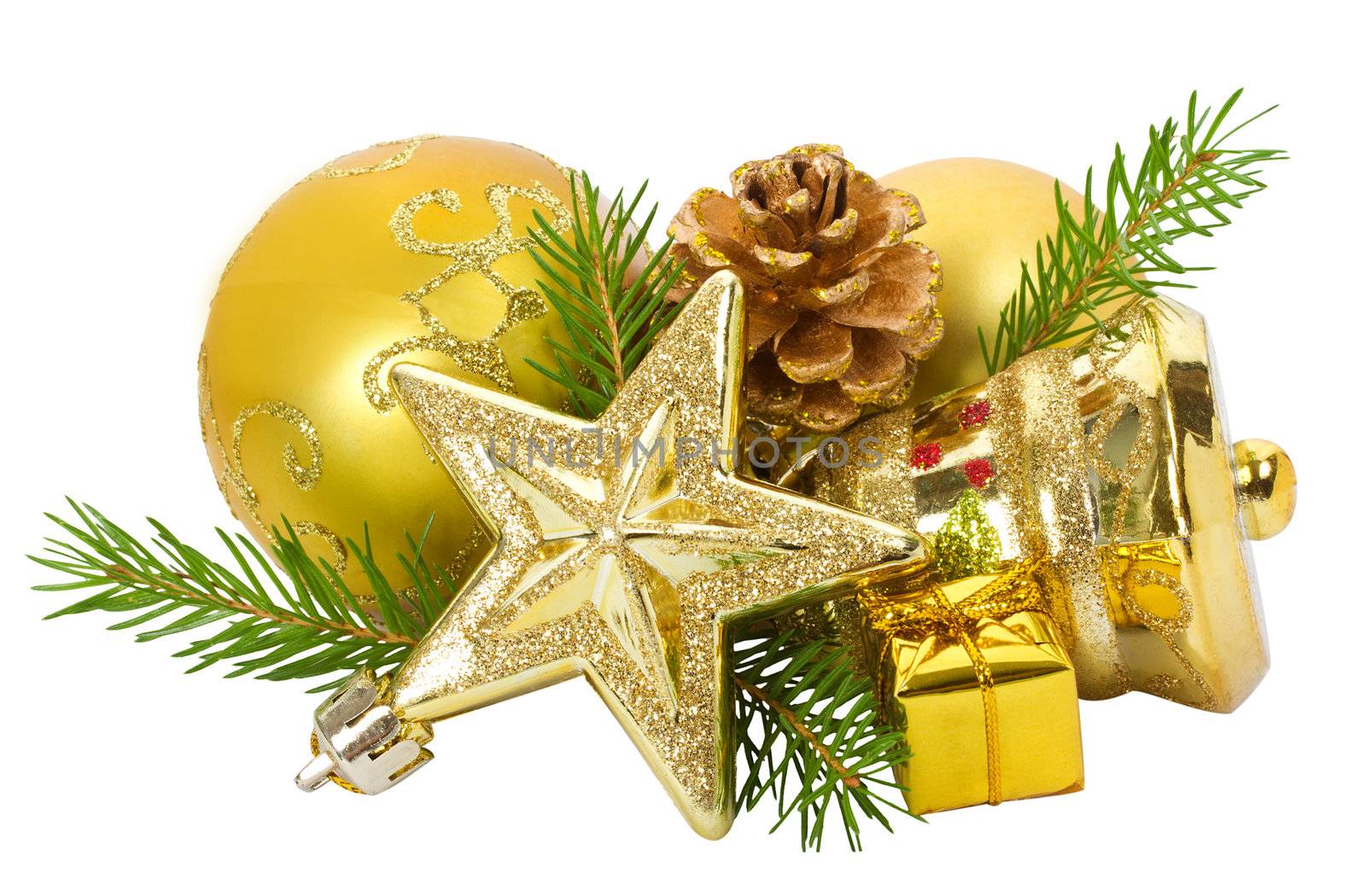 golden christmas decorations by Alekcey