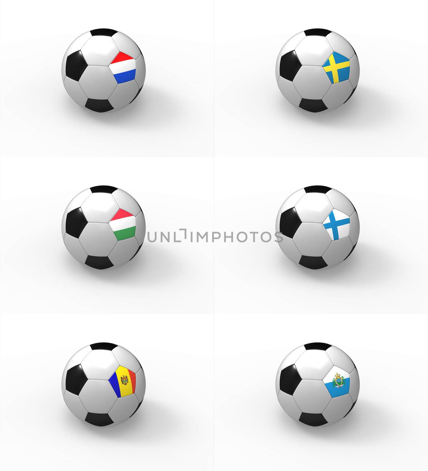 Euro 2012, soccer ball with flag - Group E - Netherlands, Sweden, Hungary, Finland, Moldavia, San Marino