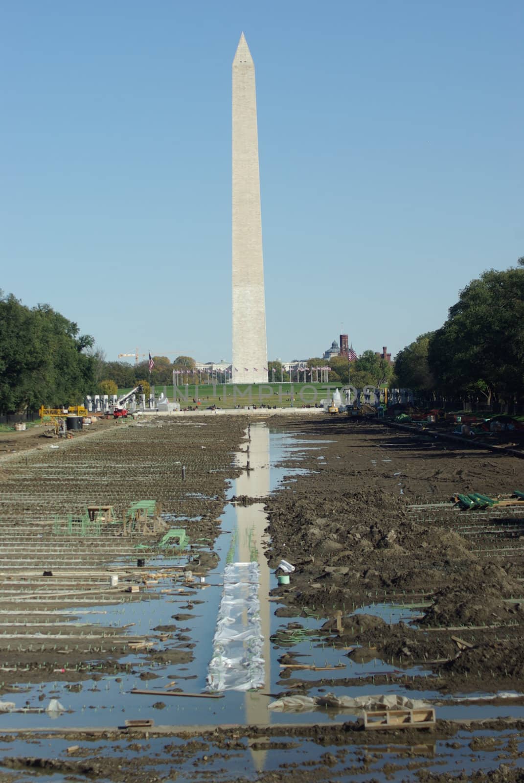 Reflecting pool under construction