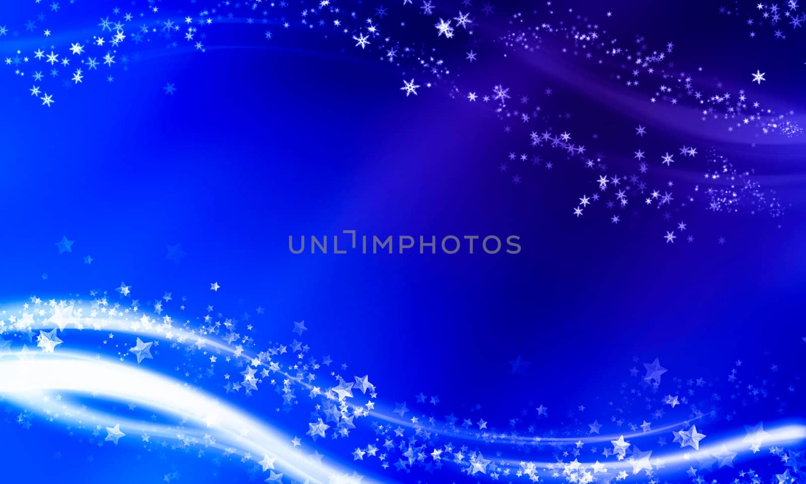 Magical Christmas background with snowflakes and stars