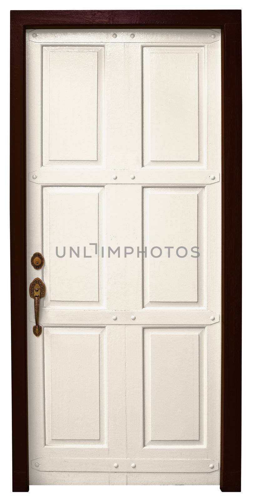 An ordinary wooden door isolated on white background
