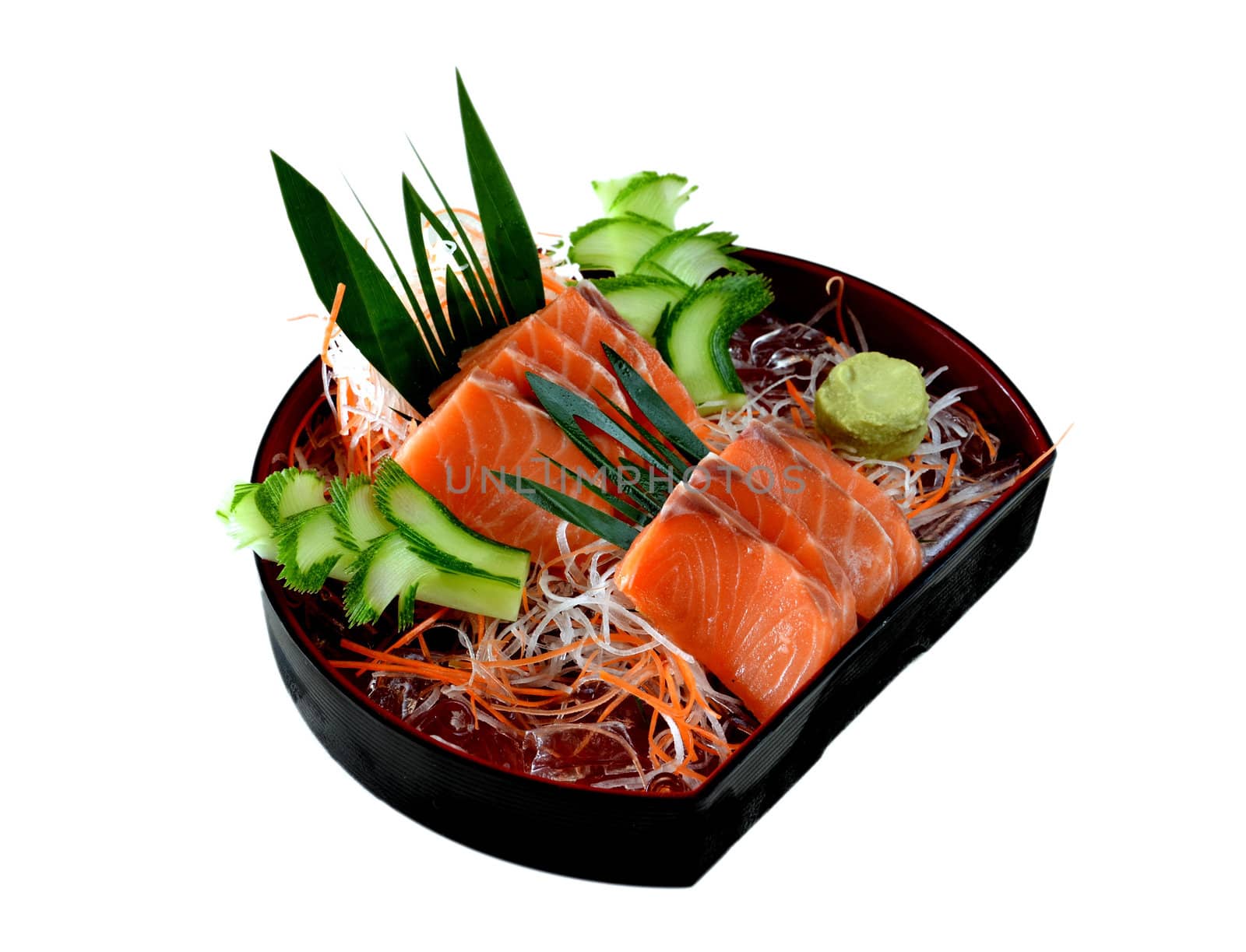 Fresh salmon sashimi  with vegetable