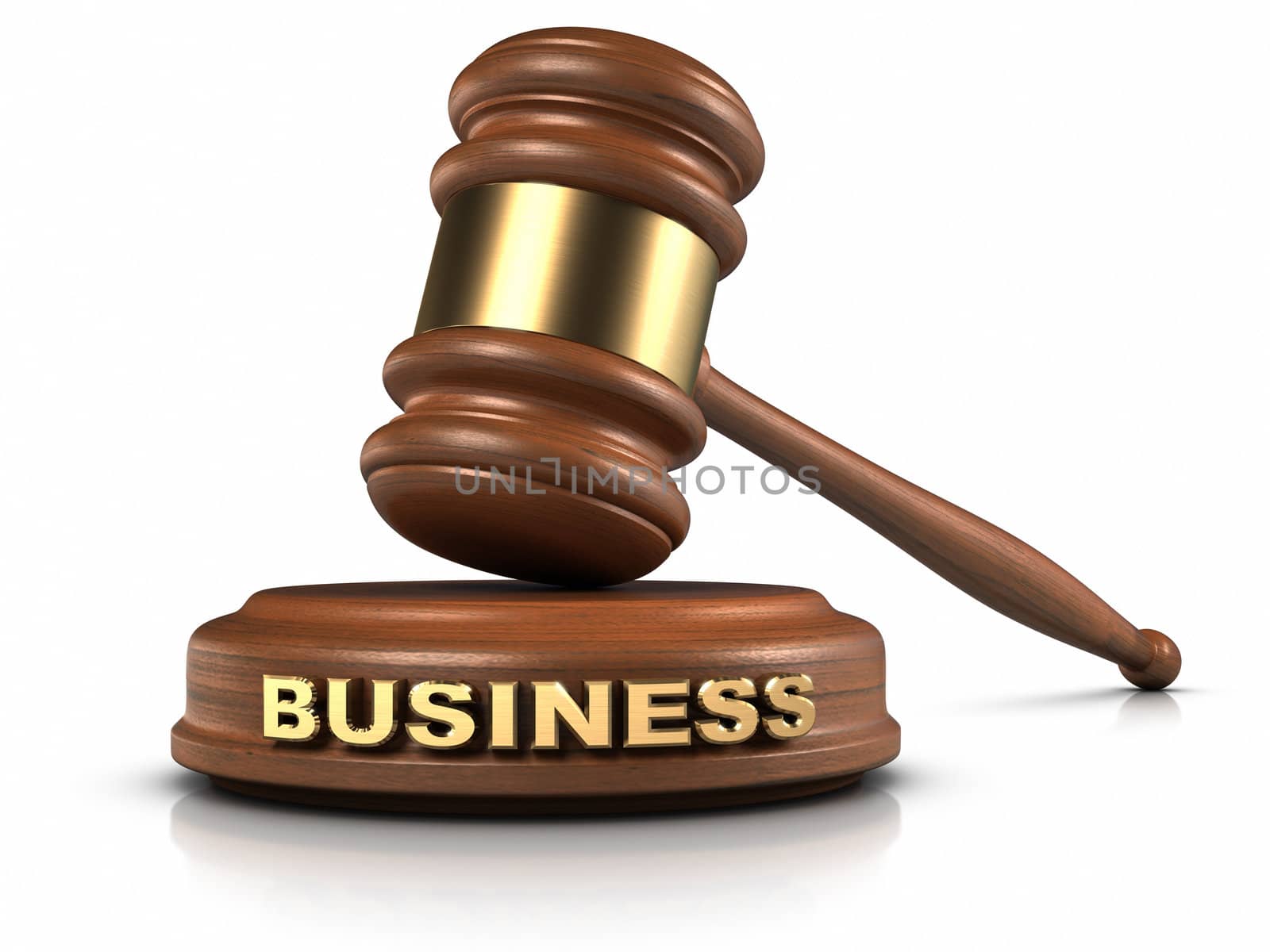 Gavel and "BUSINESS" word writing on sound block.