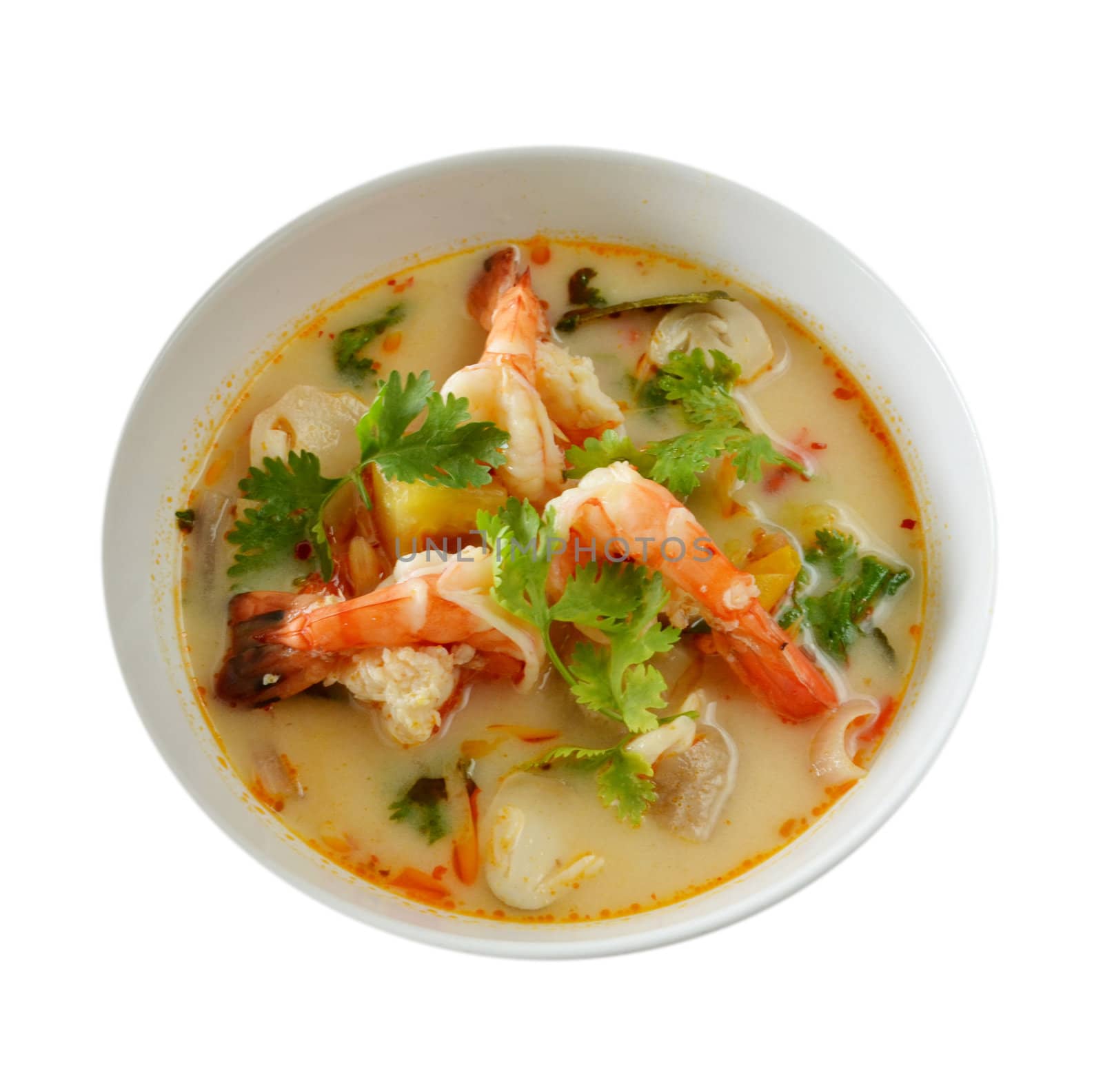  Tom Yum Goong is spicy soup with shrimp ,favorite Thai food